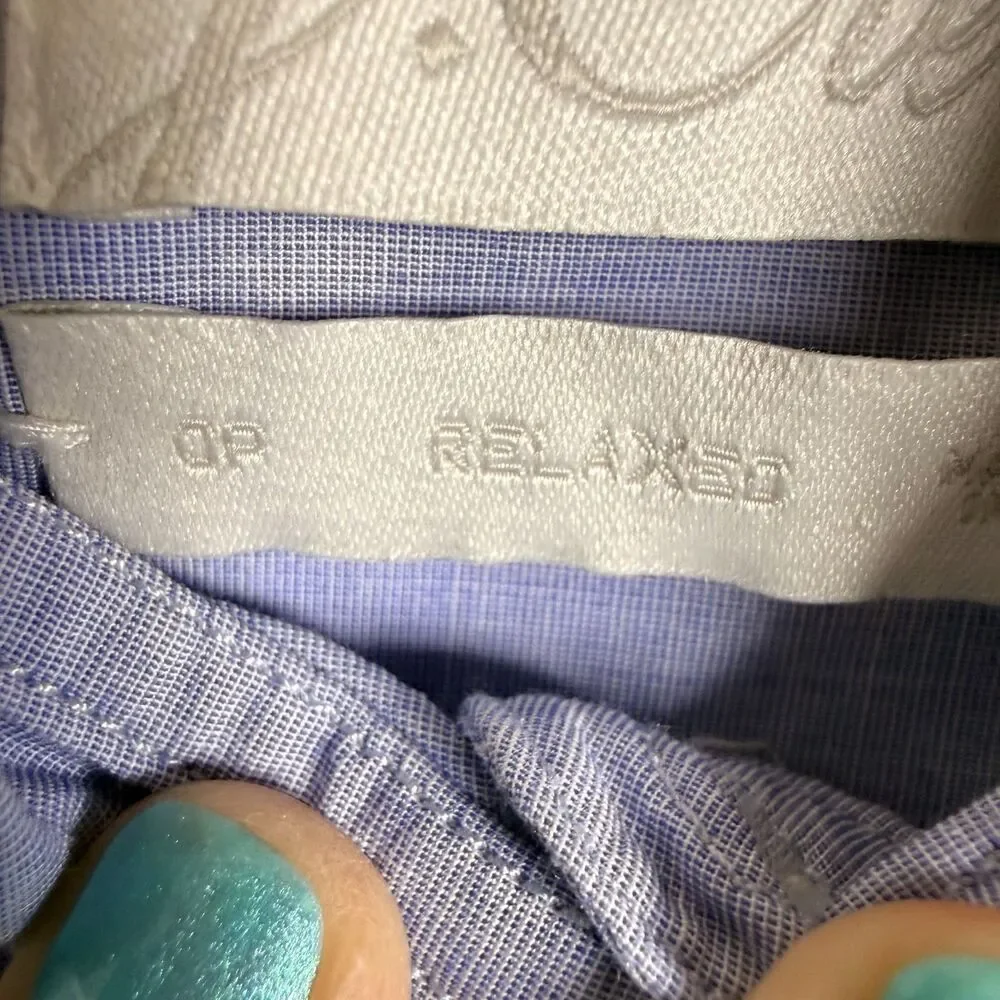 J. Crew Relaxed Fit Blue Long Sleeve Cotton Shirt Size 0P Classic Preppy AY968